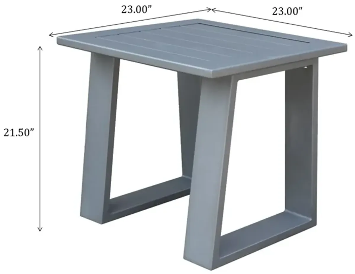 Outdoor Indoor Aluminum Square End Table/Side Table - Powdered Pewter