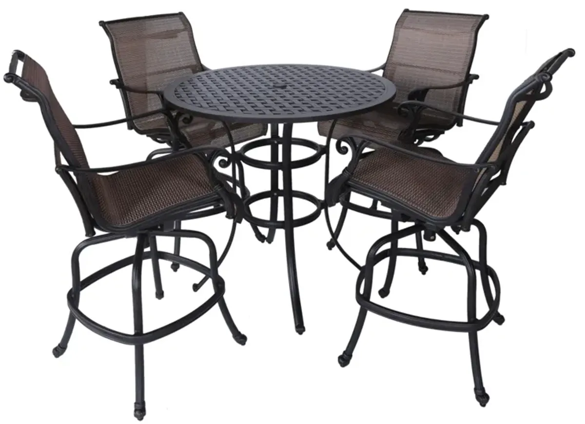 5 Piece Bar Height Dining Set - Antique Bronze