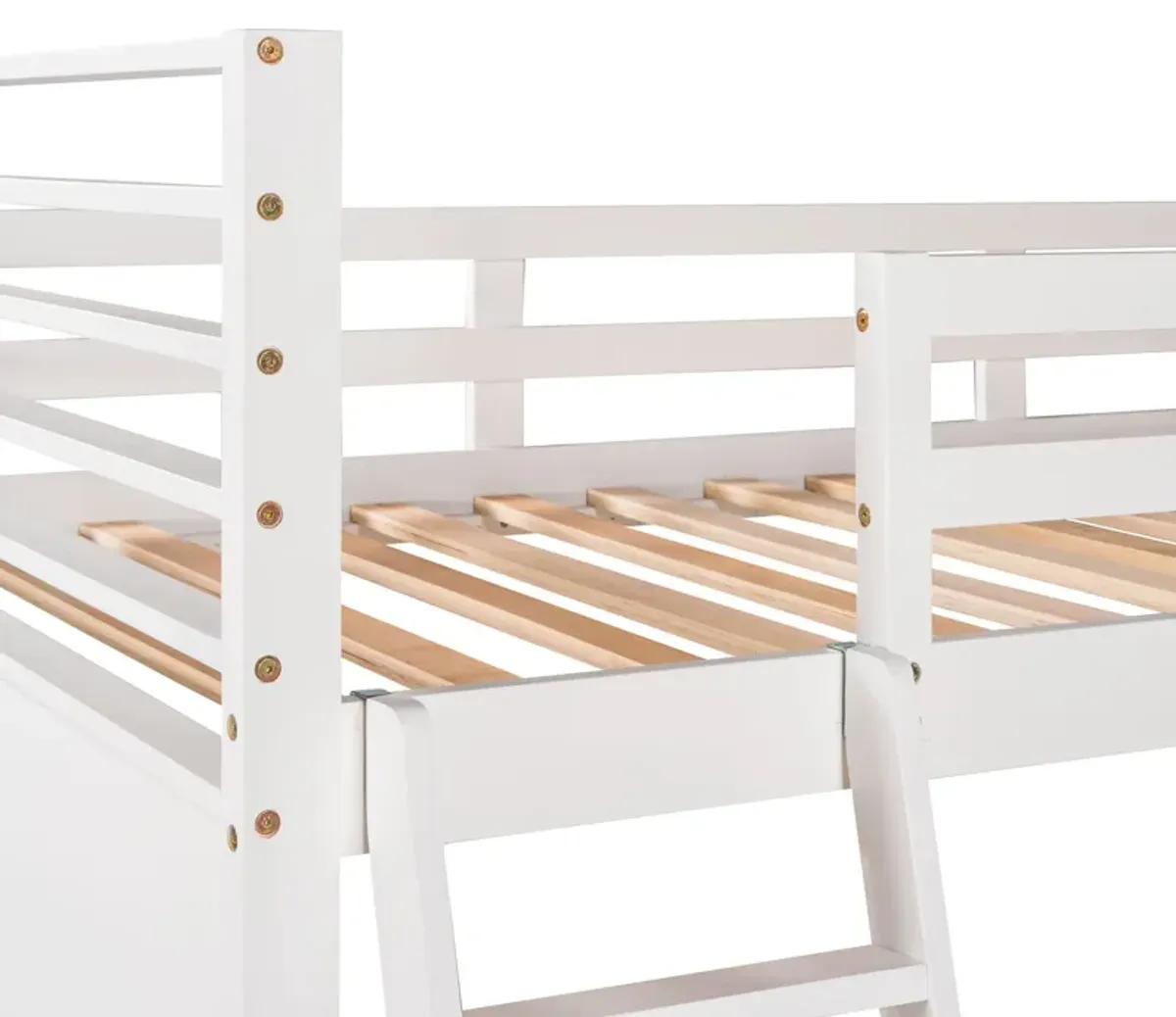 Twin Over Twin Wood Bunk Bed With Two Drawers - White