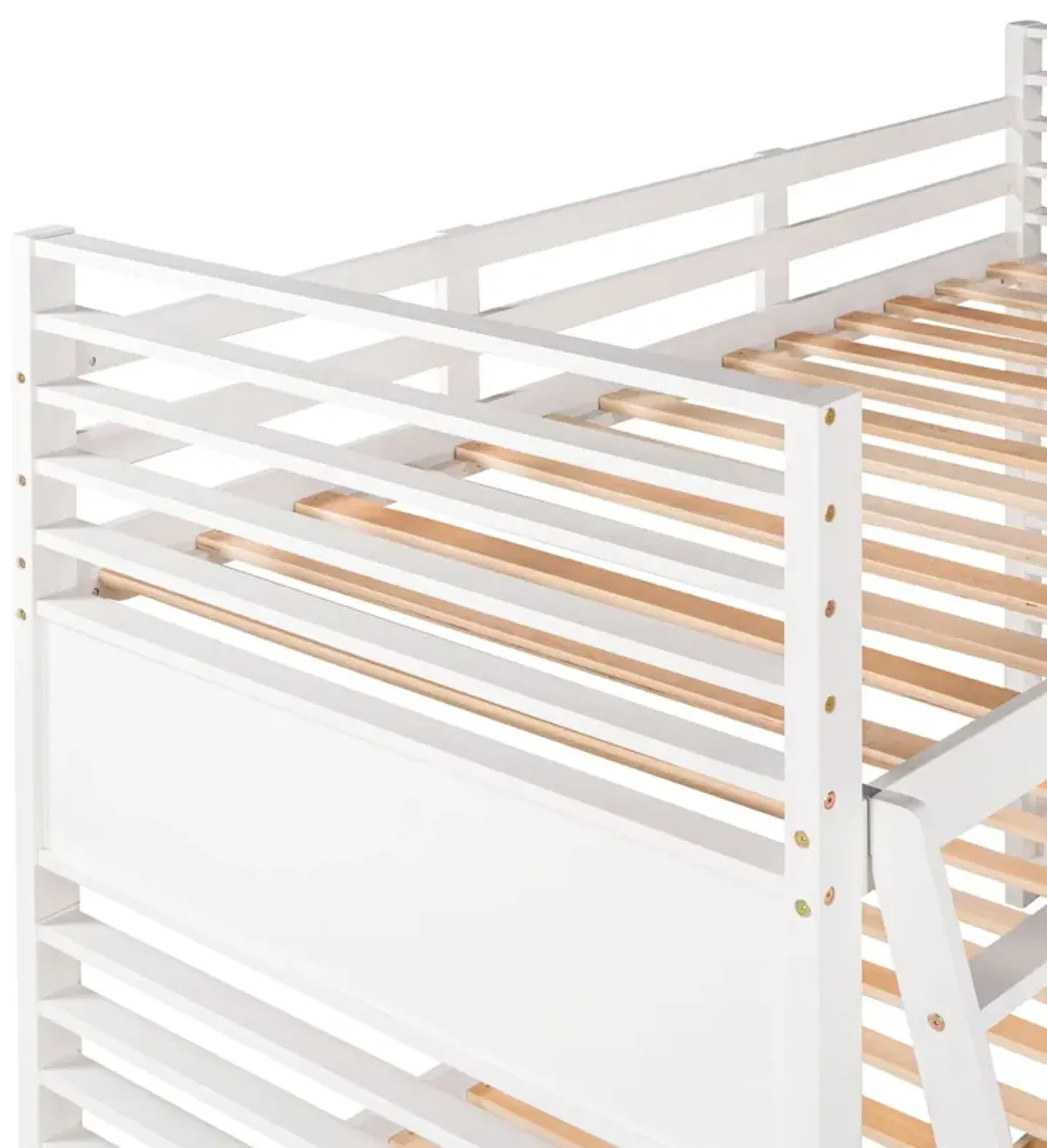 Twin Over Twin Wood Bunk Bed With Two Drawers - White