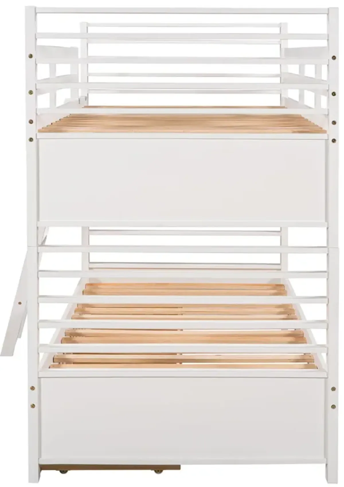 Twin Over Twin Wood Bunk Bed With Two Drawers - White