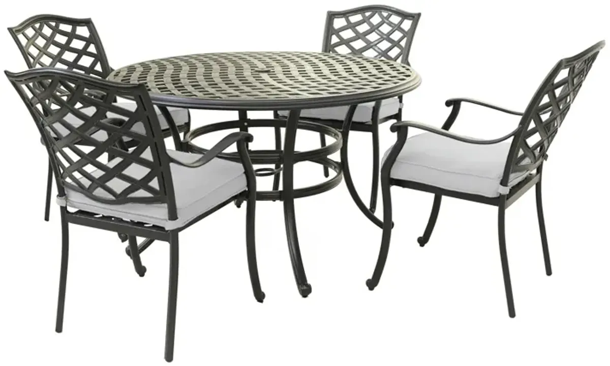 Outdoor 5 Piece Round Dining Set With 4 Arm Chairs - Cast Silver