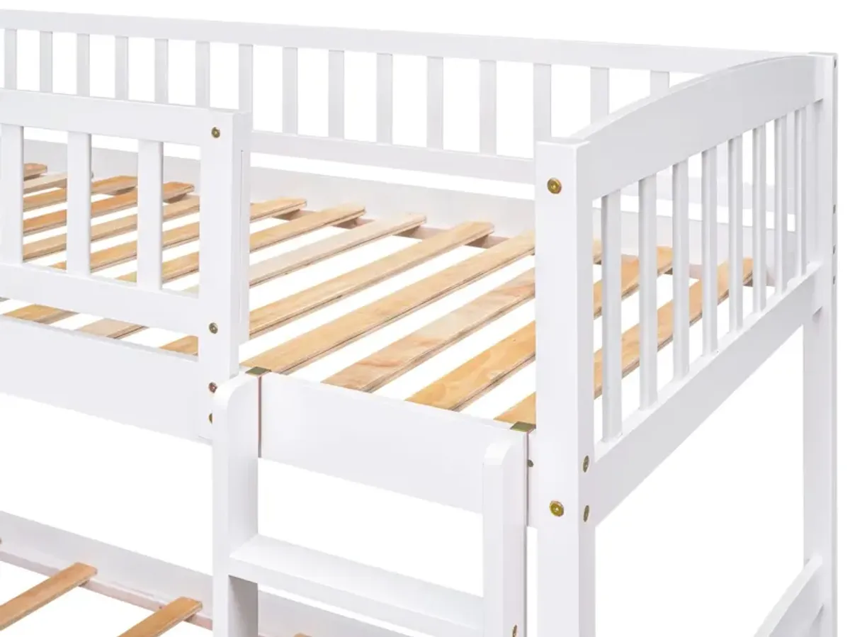 Stairway Twin Over Twin Bunk Bed With Two Drawers And Slide - White