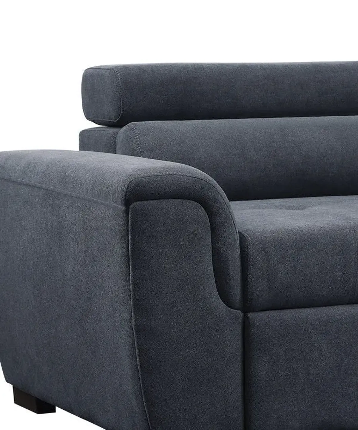 Haris - Fabric Sleeper Sofa Sectional With Adjustable Headrest And Storage Ottoman - Dark Gray