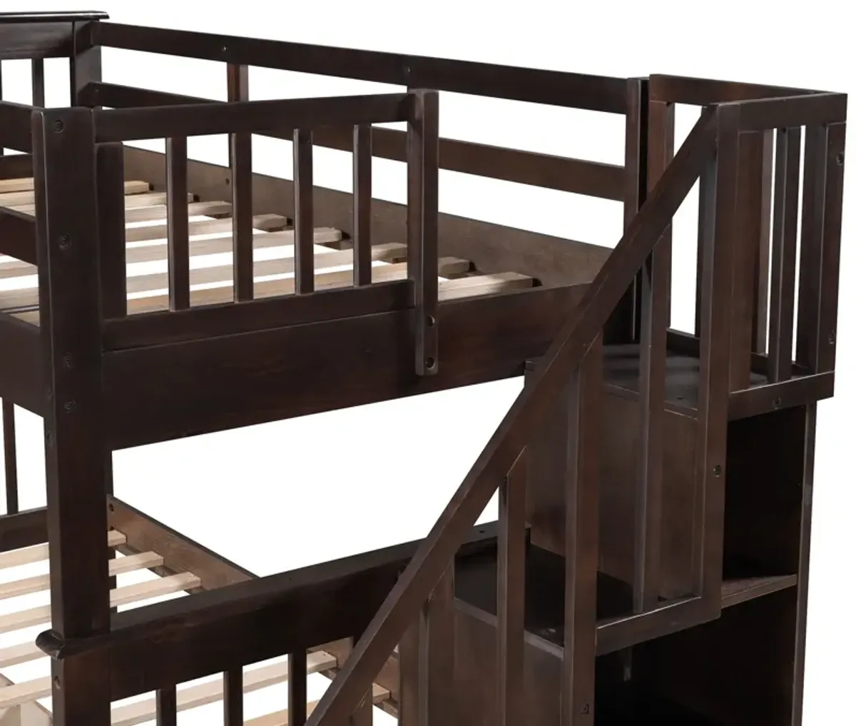 Stairway Twin Over Twin Bunk Bed With Three Drawers For Bedroom, Dorm