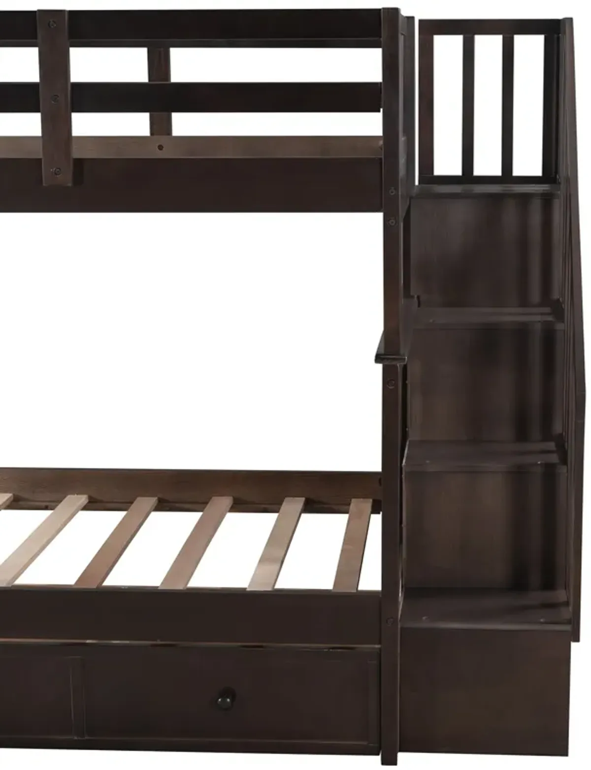 Stairway Twin Over Twin Bunk Bed With Three Drawers For Bedroom, Dorm