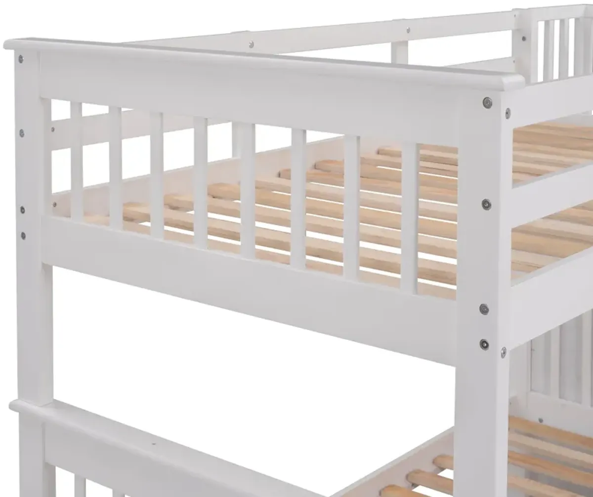 Stairway Twin Over Twin Bunk Bed With Three Drawers For Bedroom, Dorm