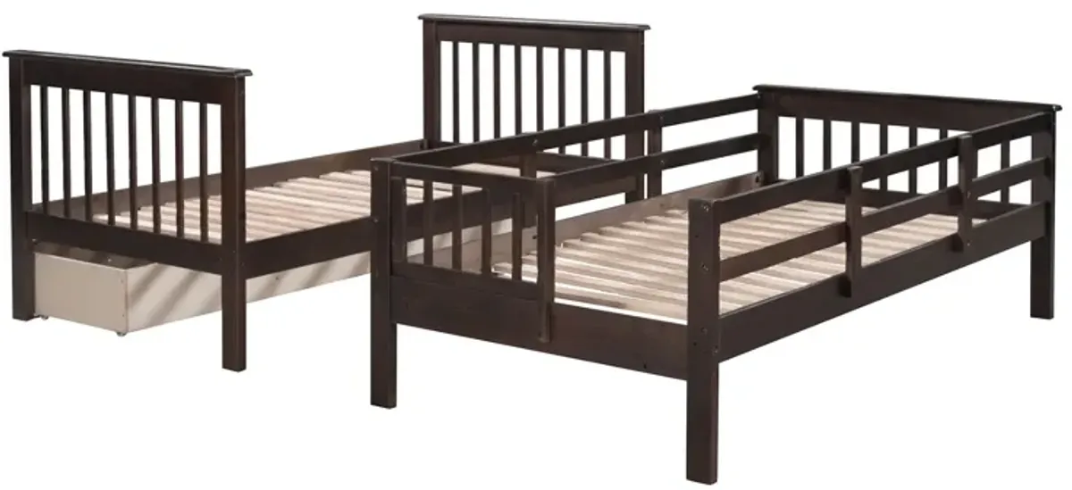 Stairway Twin Over Twin Bunk Bed With Three Drawers For Bedroom, Dorm