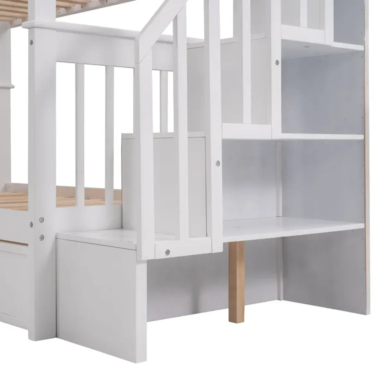 Stairway Twin Over Twin Bunk Bed With Three Drawers For Bedroom, Dorm