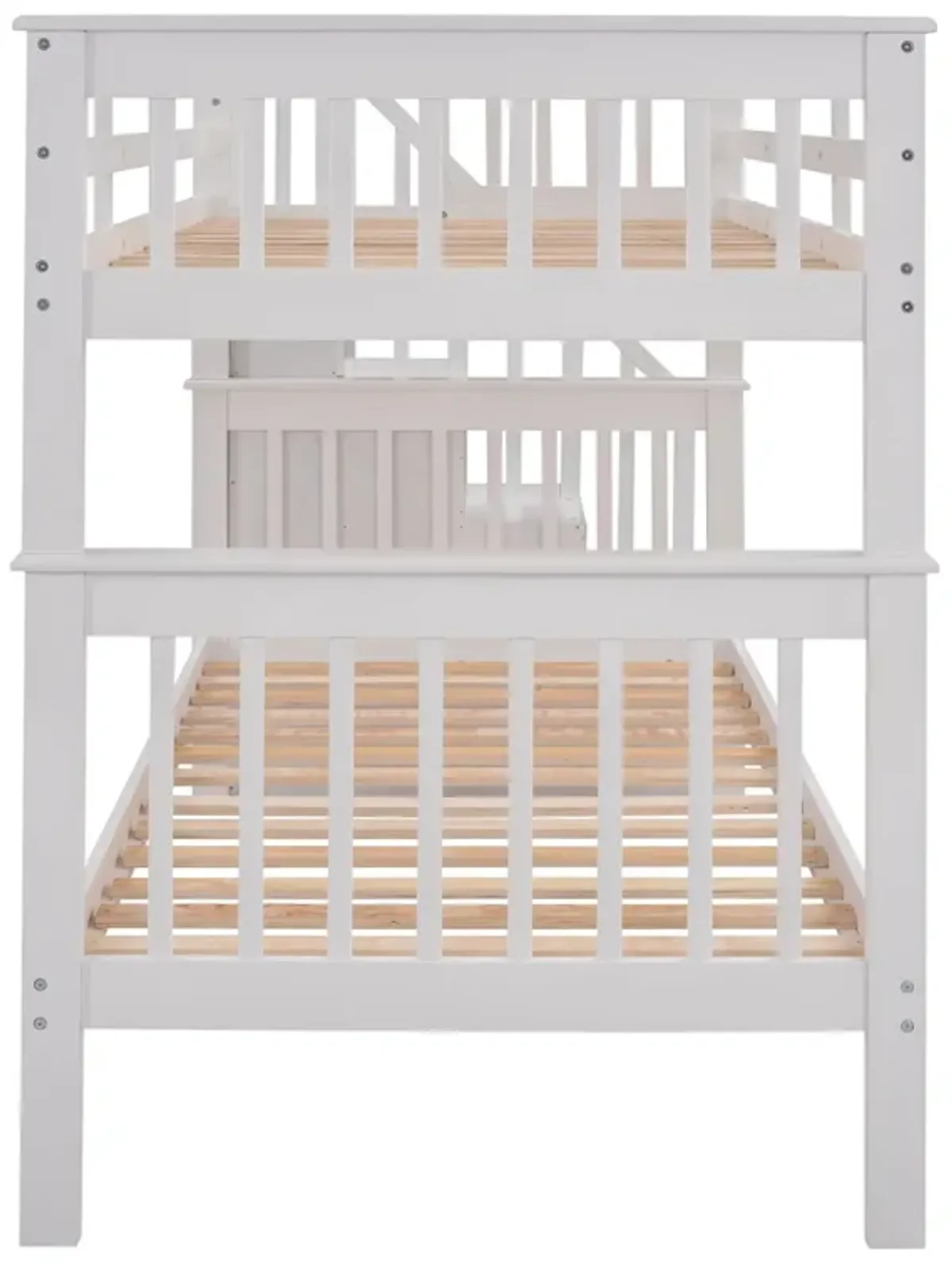 Stairway Twin Over Twin Bunk Bed With Three Drawers For Bedroom, Dorm