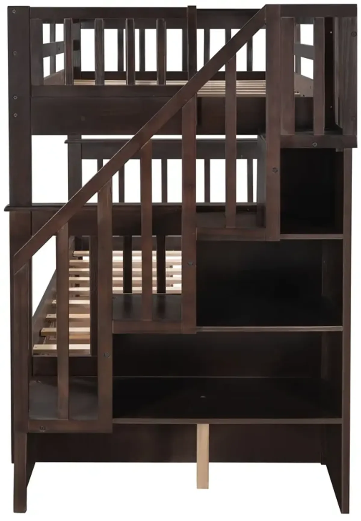 Stairway Twin Over Twin Bunk Bed With Three Drawers For Bedroom, Dorm