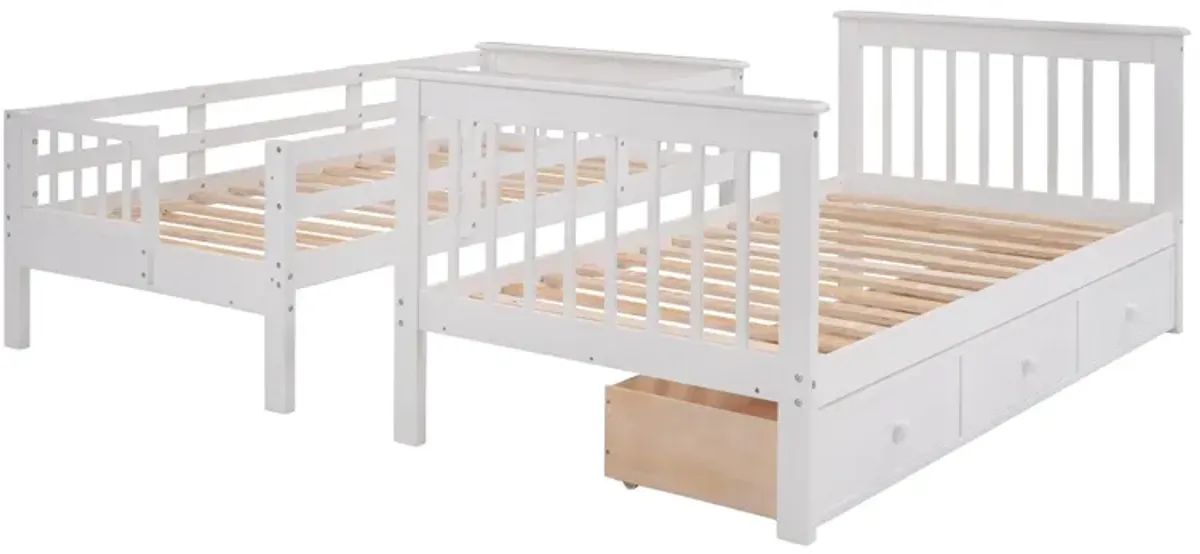 Stairway Twin Over Twin Bunk Bed With Three Drawers For Bedroom, Dorm