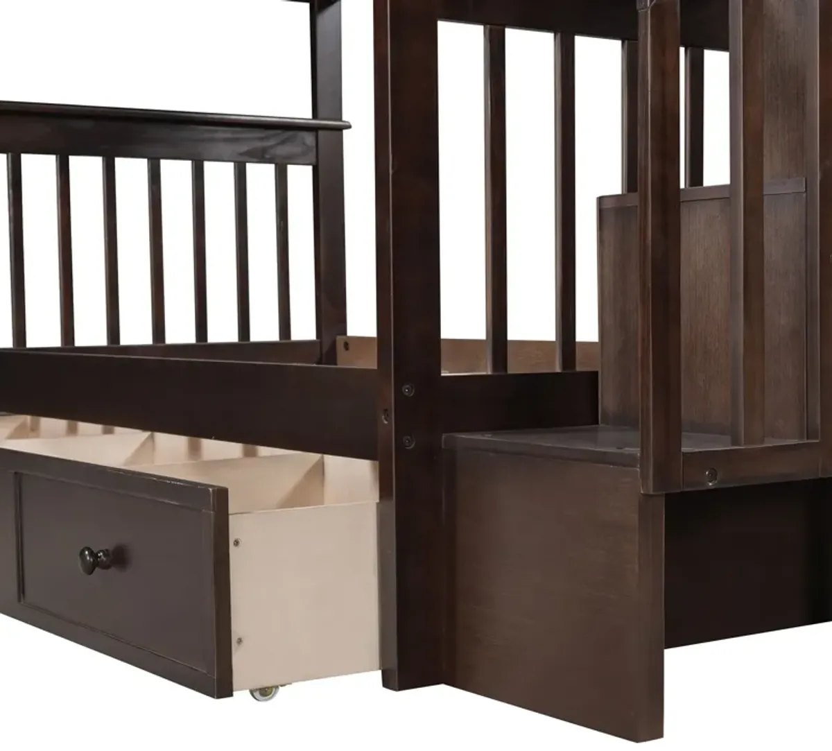 Stairway Twin Over Twin Bunk Bed With Three Drawers For Bedroom, Dorm