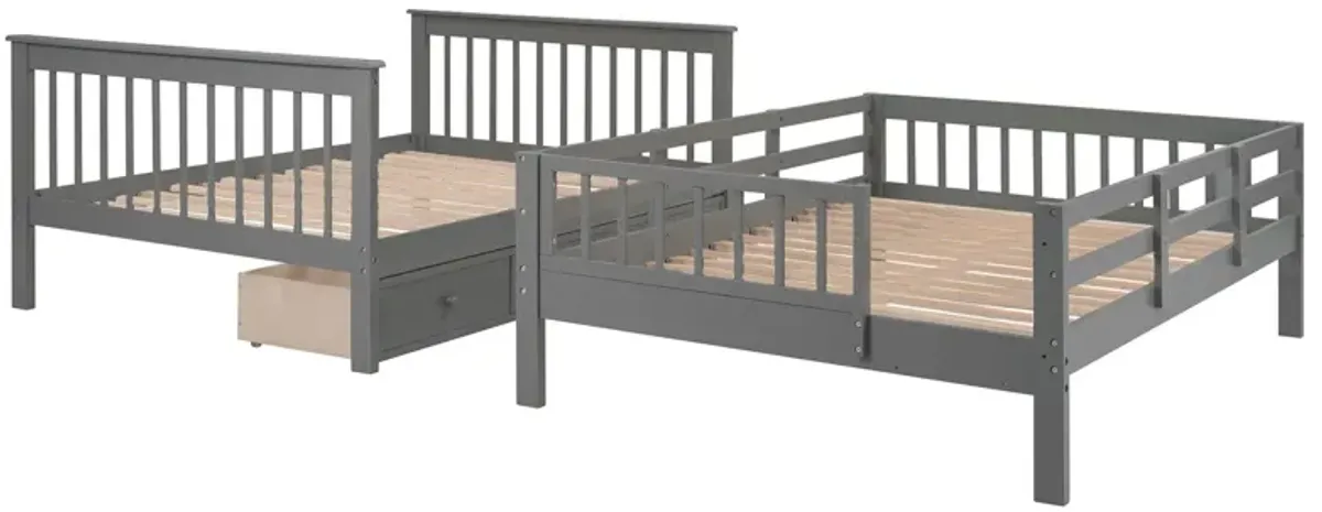 Stairway Bunk Bed With Drawer, Storage And Guard Rail For Bedroom