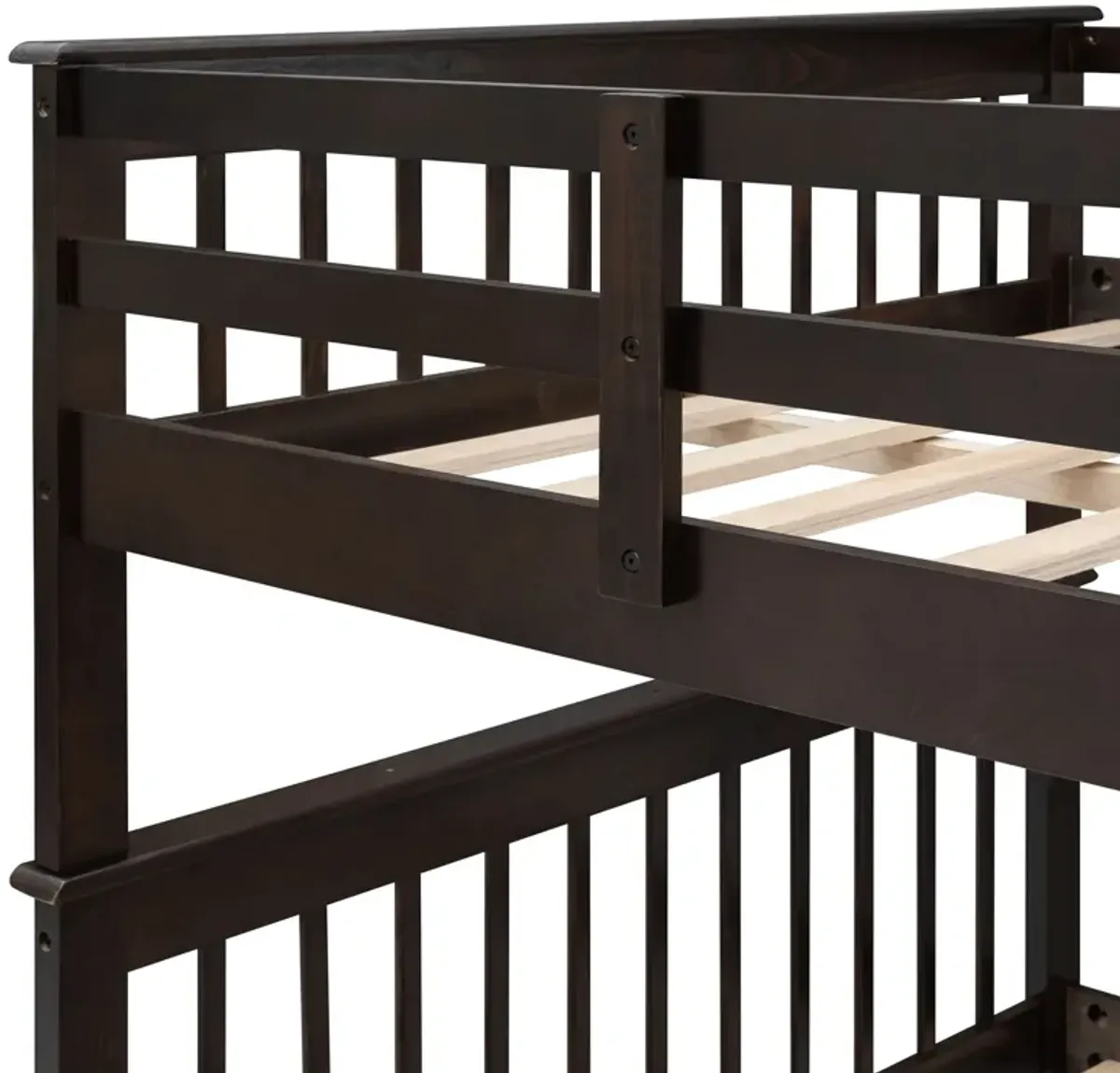 Stairway Bunk Bed With Twin Size Trundle, Storage And Guard Rail For Bedroom, Dorm