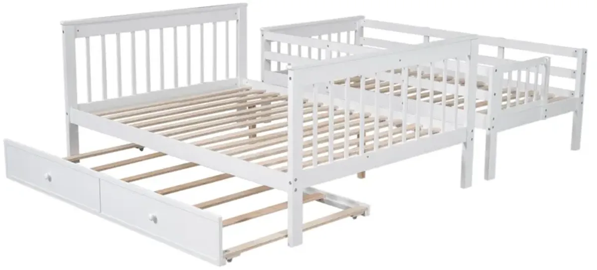 Stairway Bunk Bed With Twin Size Trundle, Storage And Guard Rail For Bedroom, Dorm