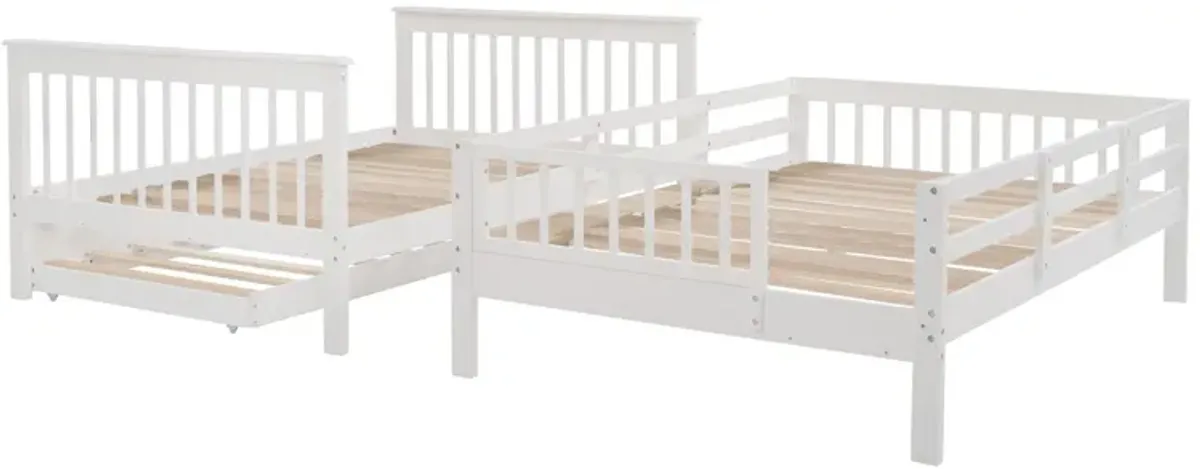 Stairway Bunk Bed With Twin Size Trundle, Storage And Guard Rail For Bedroom, Dorm