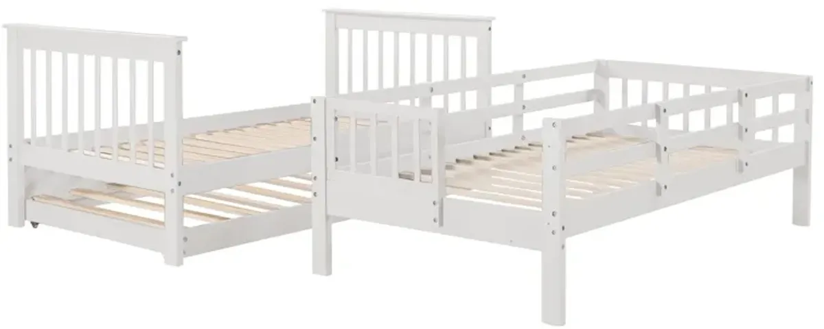 Stairway Bunk Bed With Twin Size Trundle, Storage And Guard Rail For Bedroom, Dorm