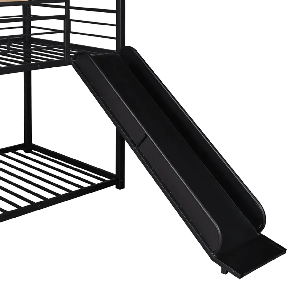 Twin Over Twin Metal Bunk Bed, Metal Housebed With Slide, Three Colors Available