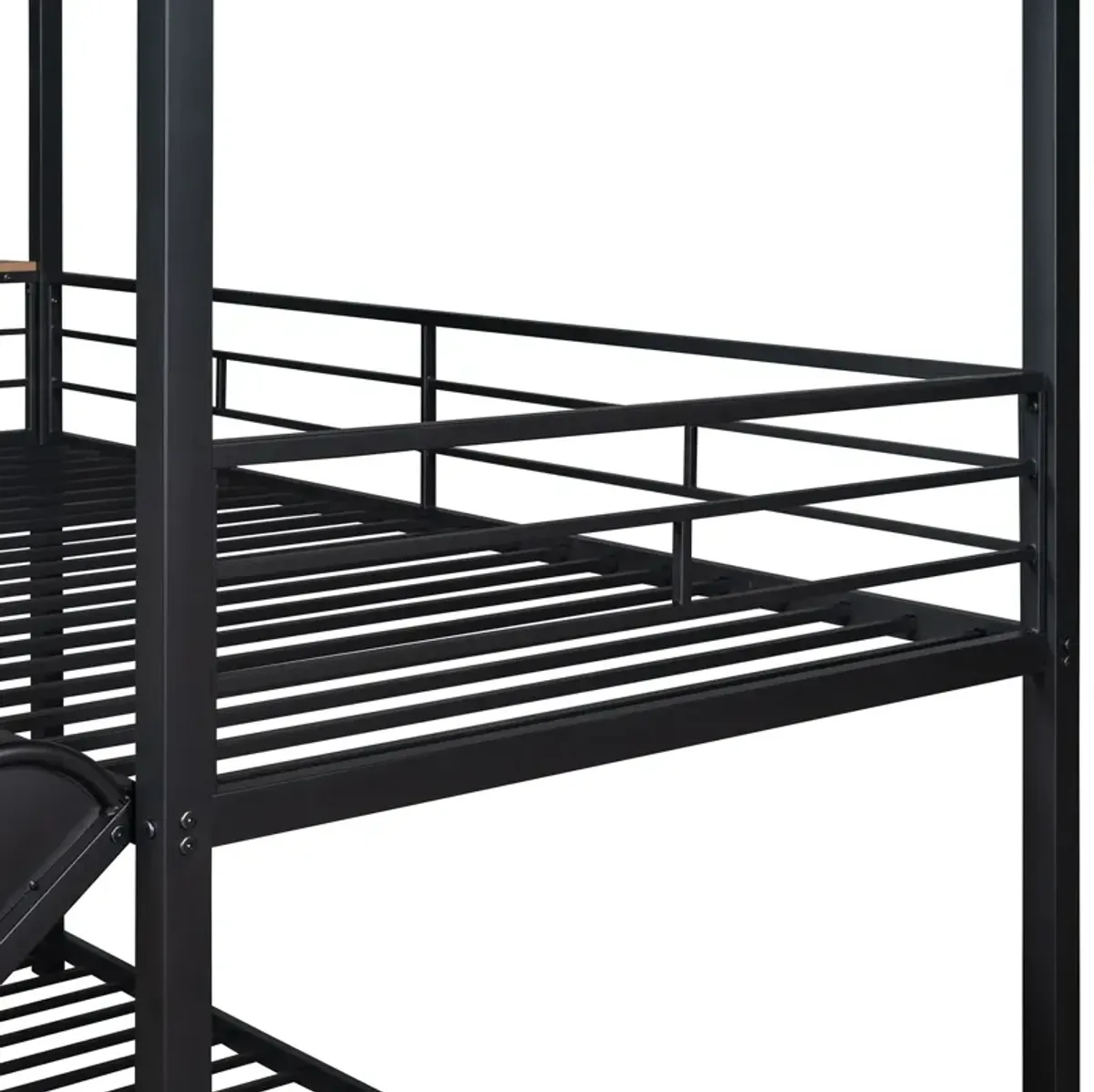 Twin Over Twin Metal Bunk Bed, Metal Housebed With Slide, Three Colors Available