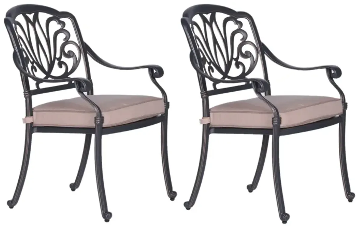 Patio Outdoor Aluminum Dining Armchair With Cushion (Set of 2)