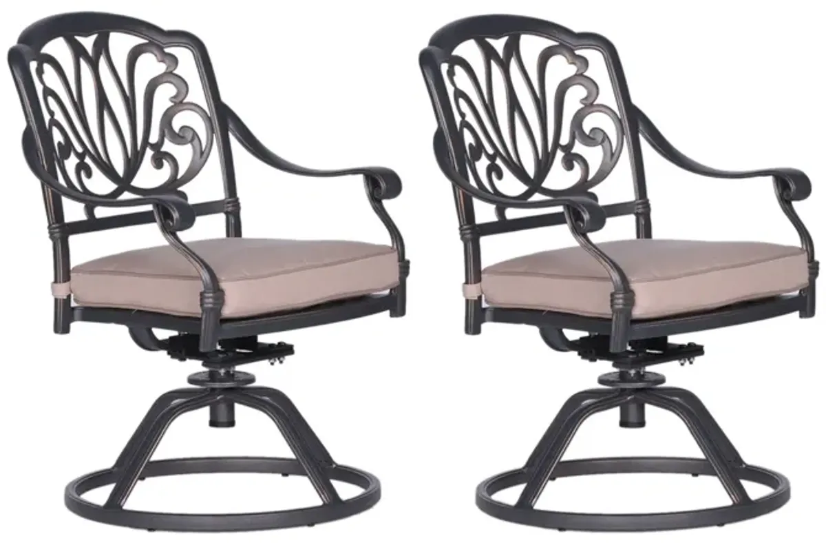 Patio Outdoor Aluminum Dining Swivel Rocker Chairs With Cushion (Set of 2)