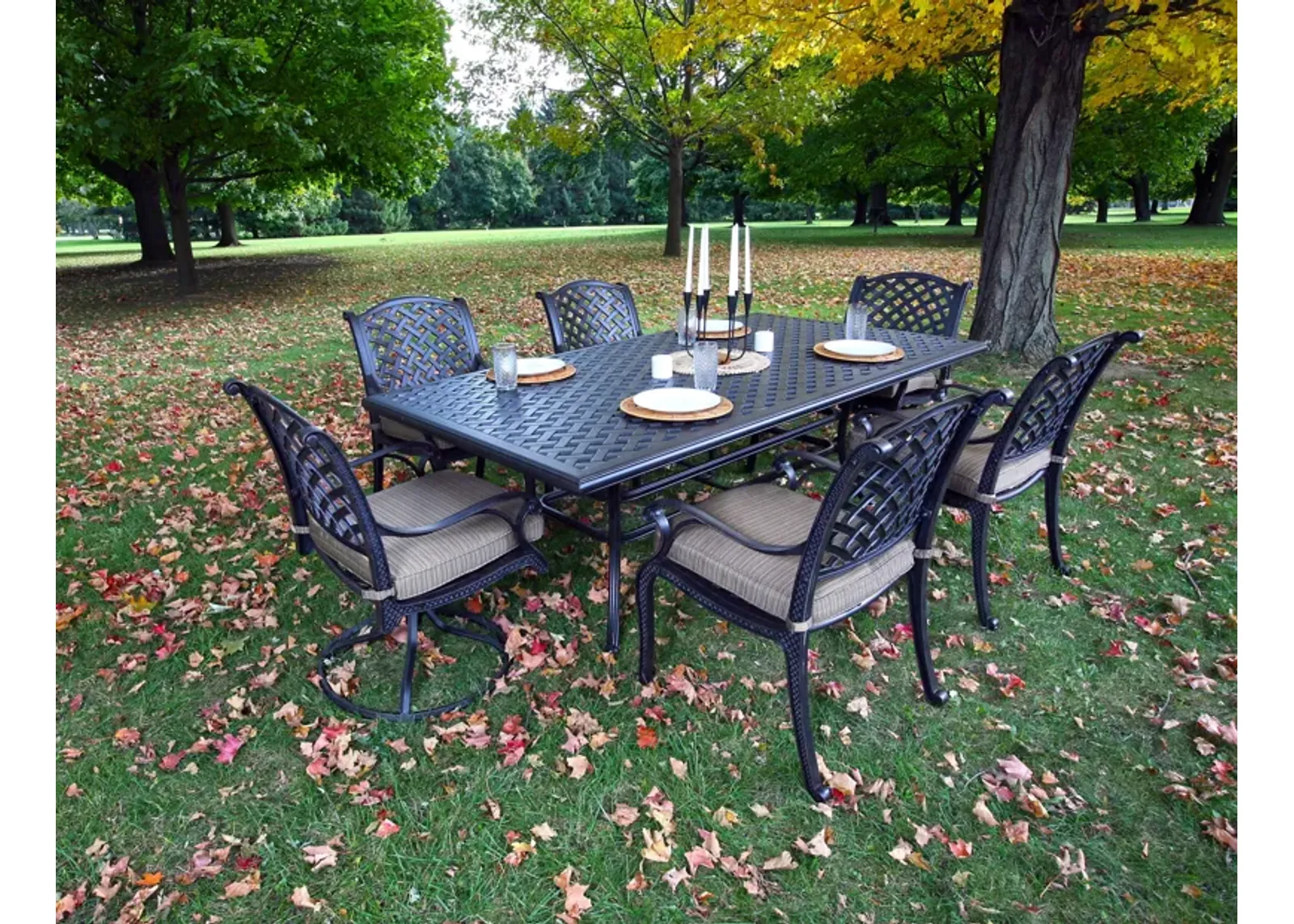 Rectangular 6 Person 85.83" Long Dining Set With Cushions