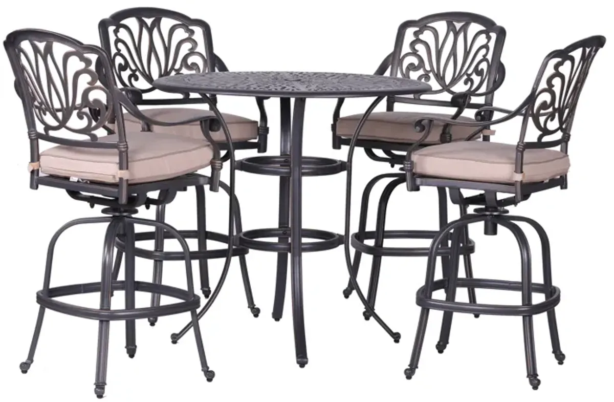 Round 42" Long Bar Height Dining Set With Cushions