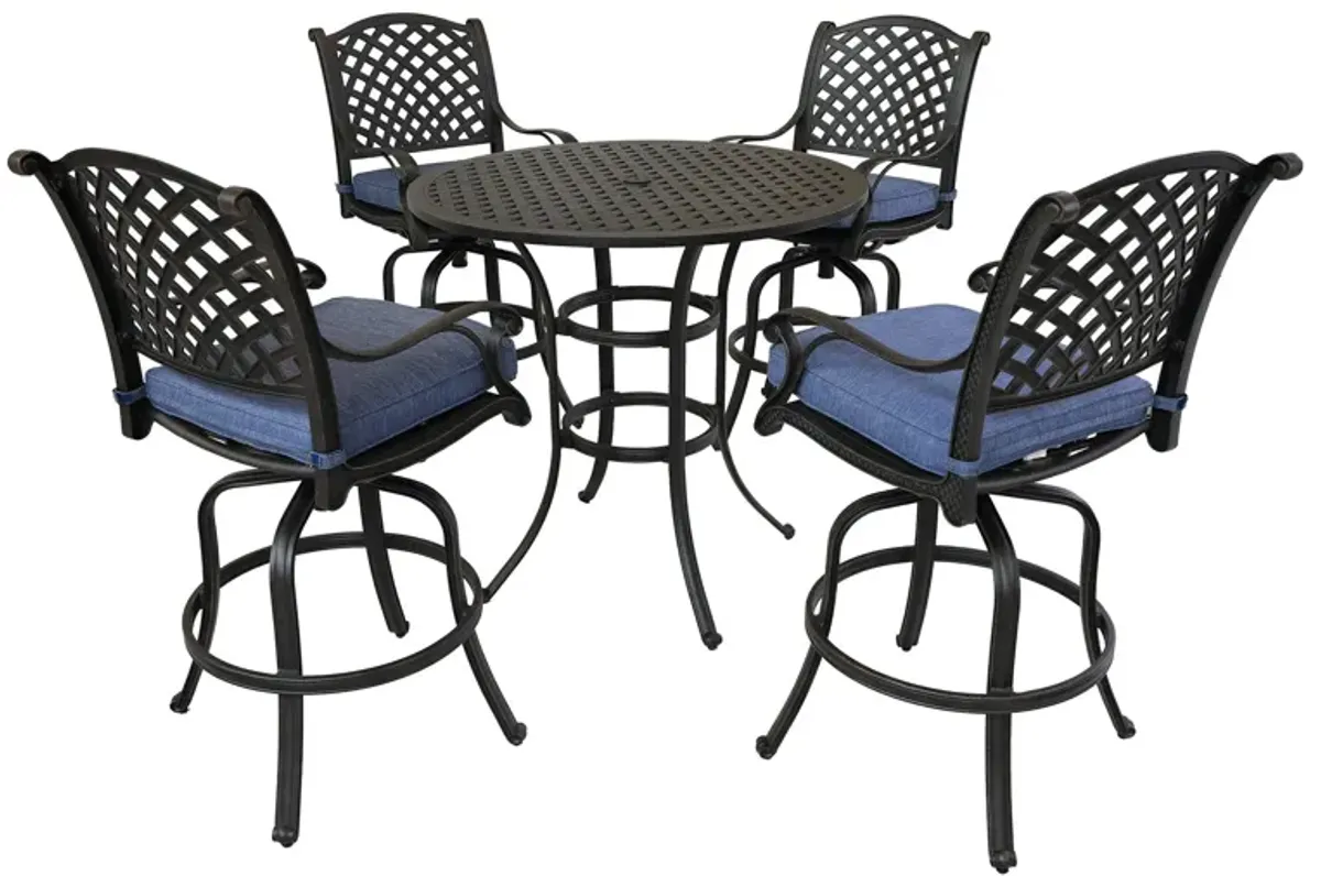 Round 41.97" Long Bar Height Dining Set With Cushions