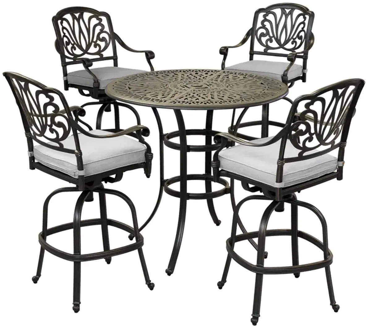 Round 41.97" Long Bar Height Dining Set With Cushions