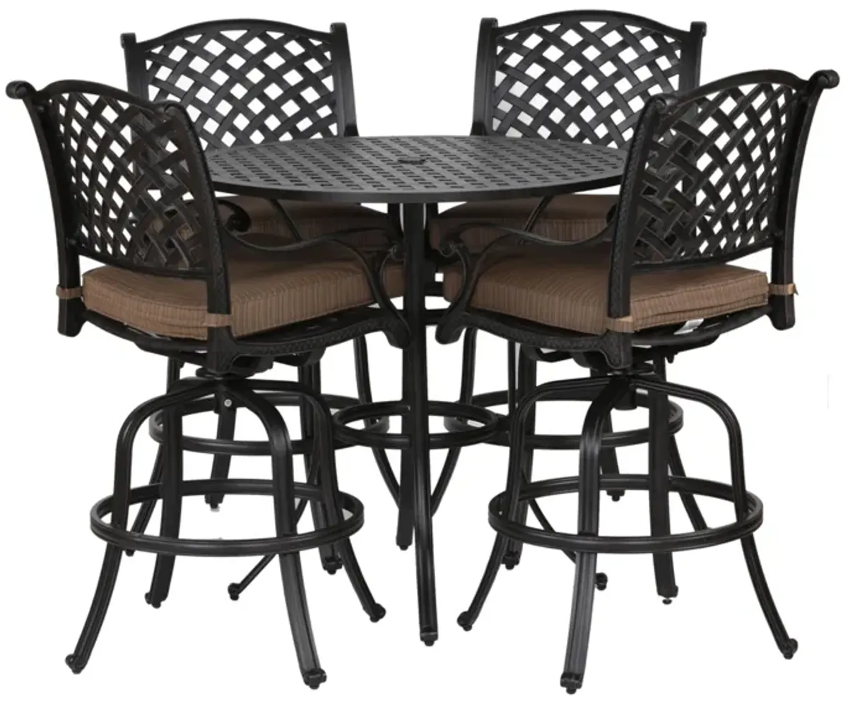 Round 41.97" Long Bar Height Dining Set With Cushions