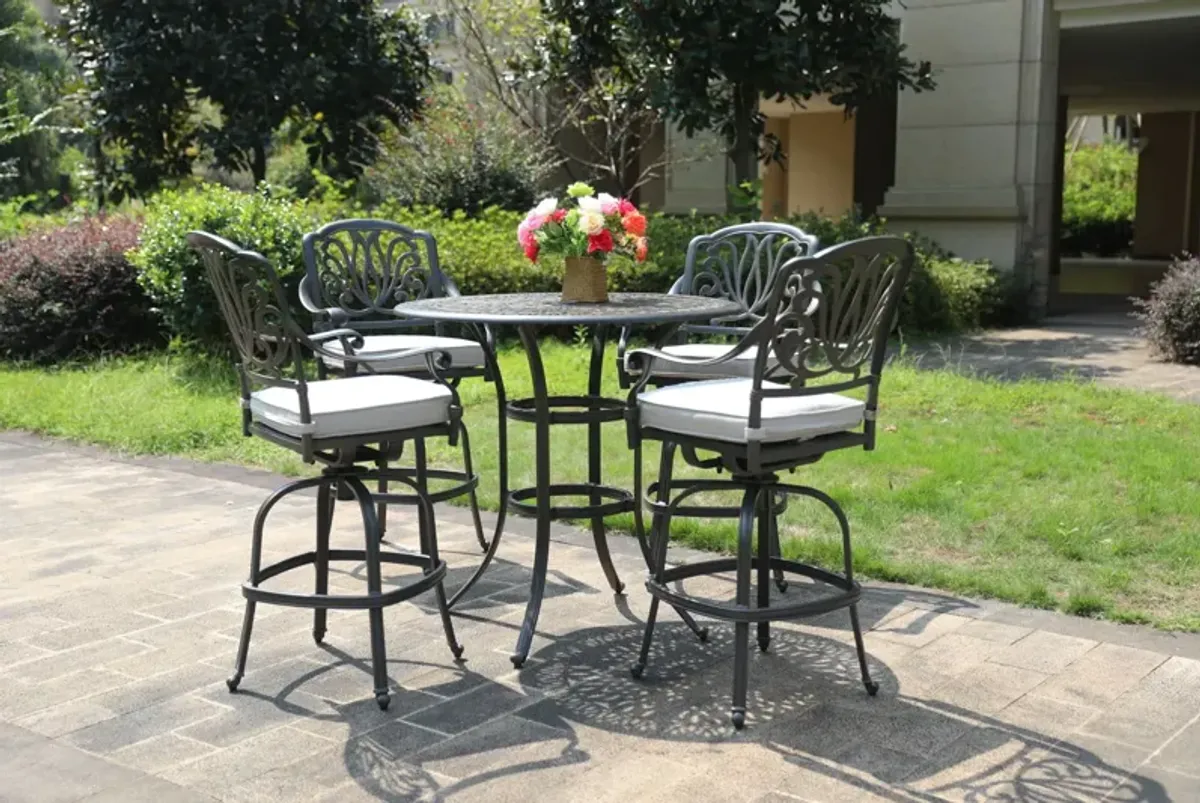 Round 41.97" Long Bar Height Dining Set With Cushions