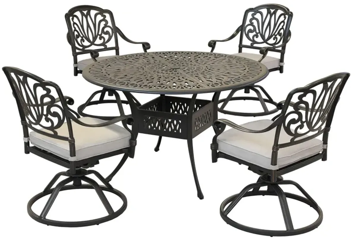 Round 48.03" Long Aluminum Dining Set With Cushions