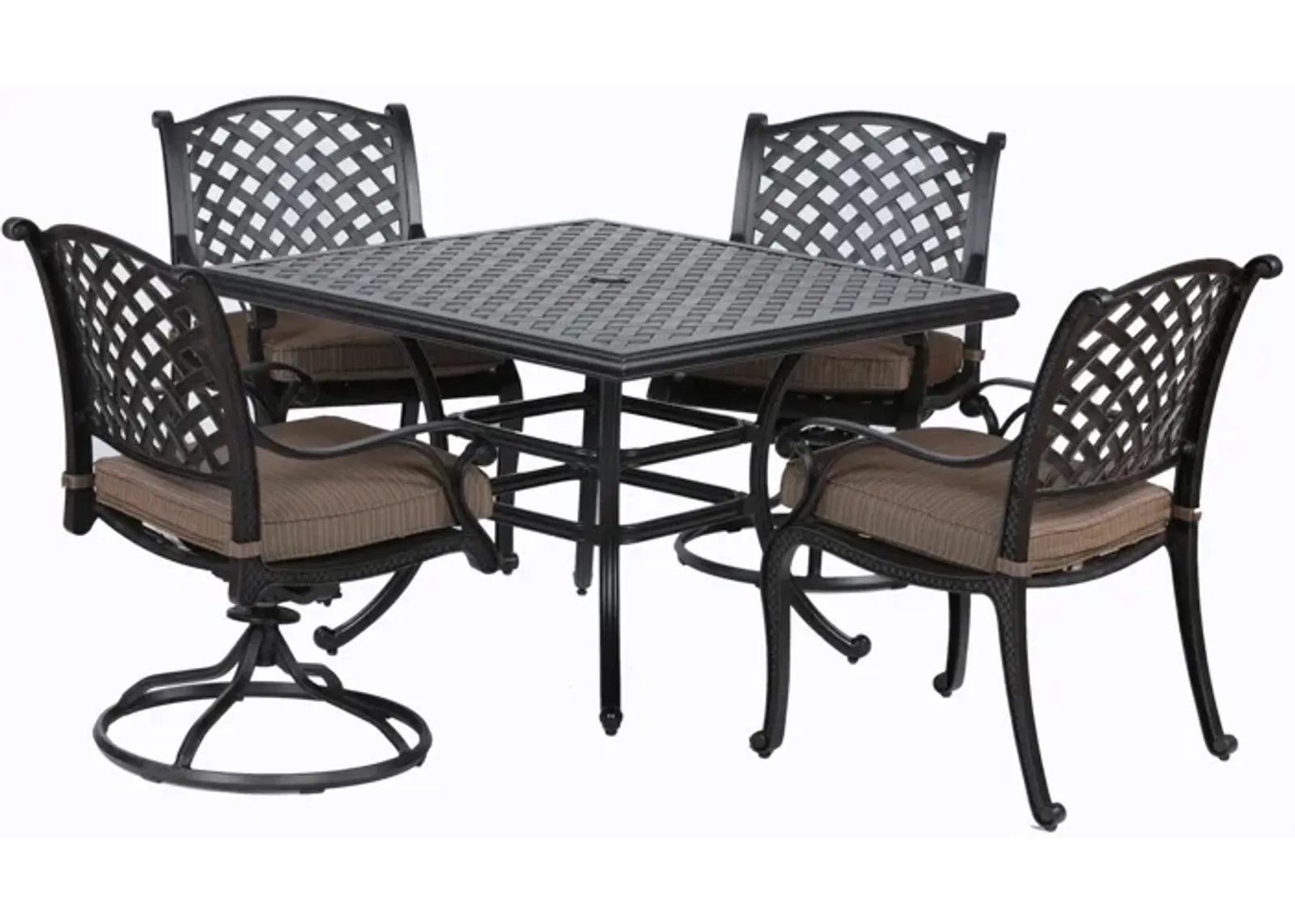 Square 4 Person 43.19" Long Aluminum Dining Set With Cushions