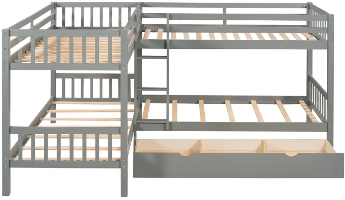 Twin L Shaped Bunk Bed With Drawers