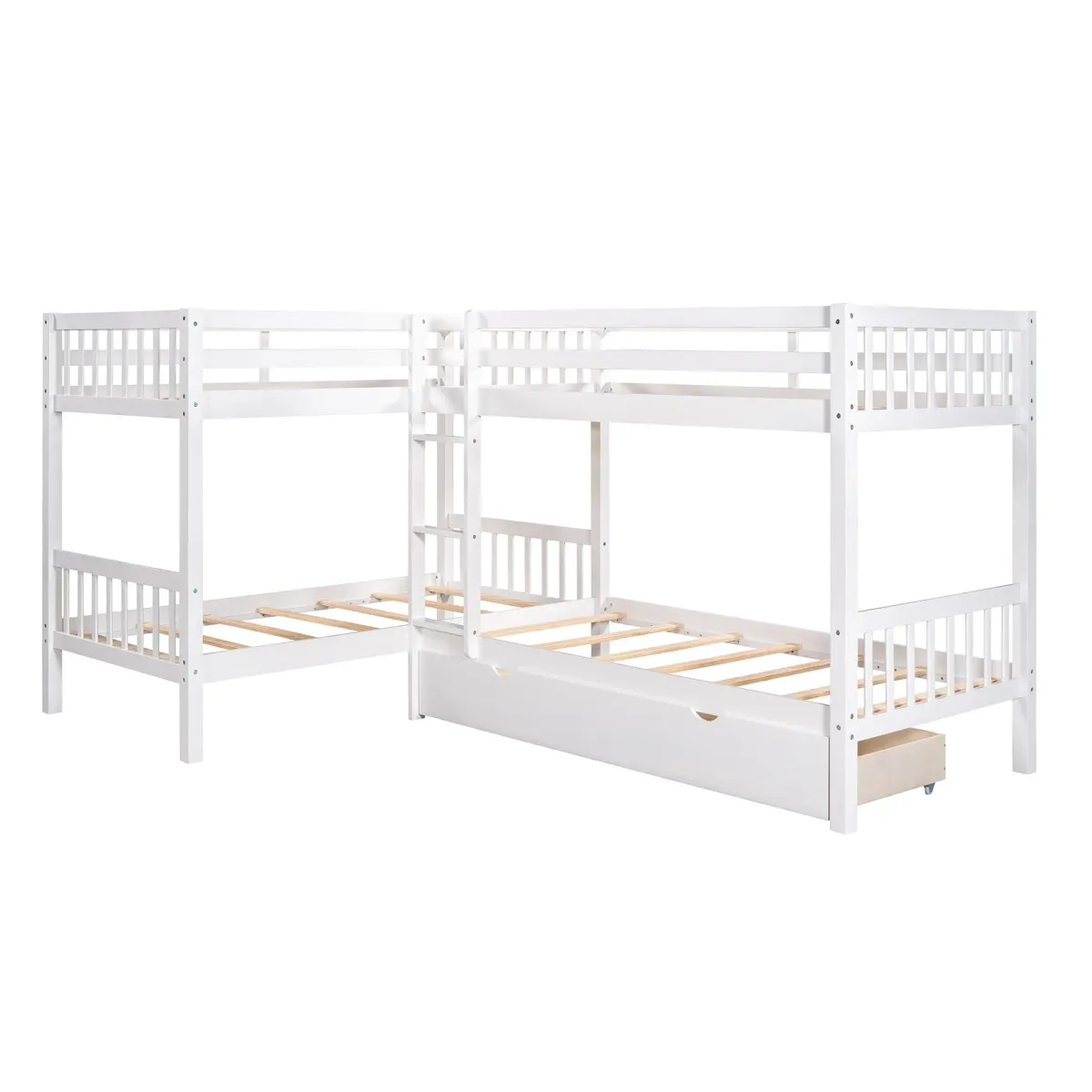 Twin L Shaped Bunk Bed With Drawers