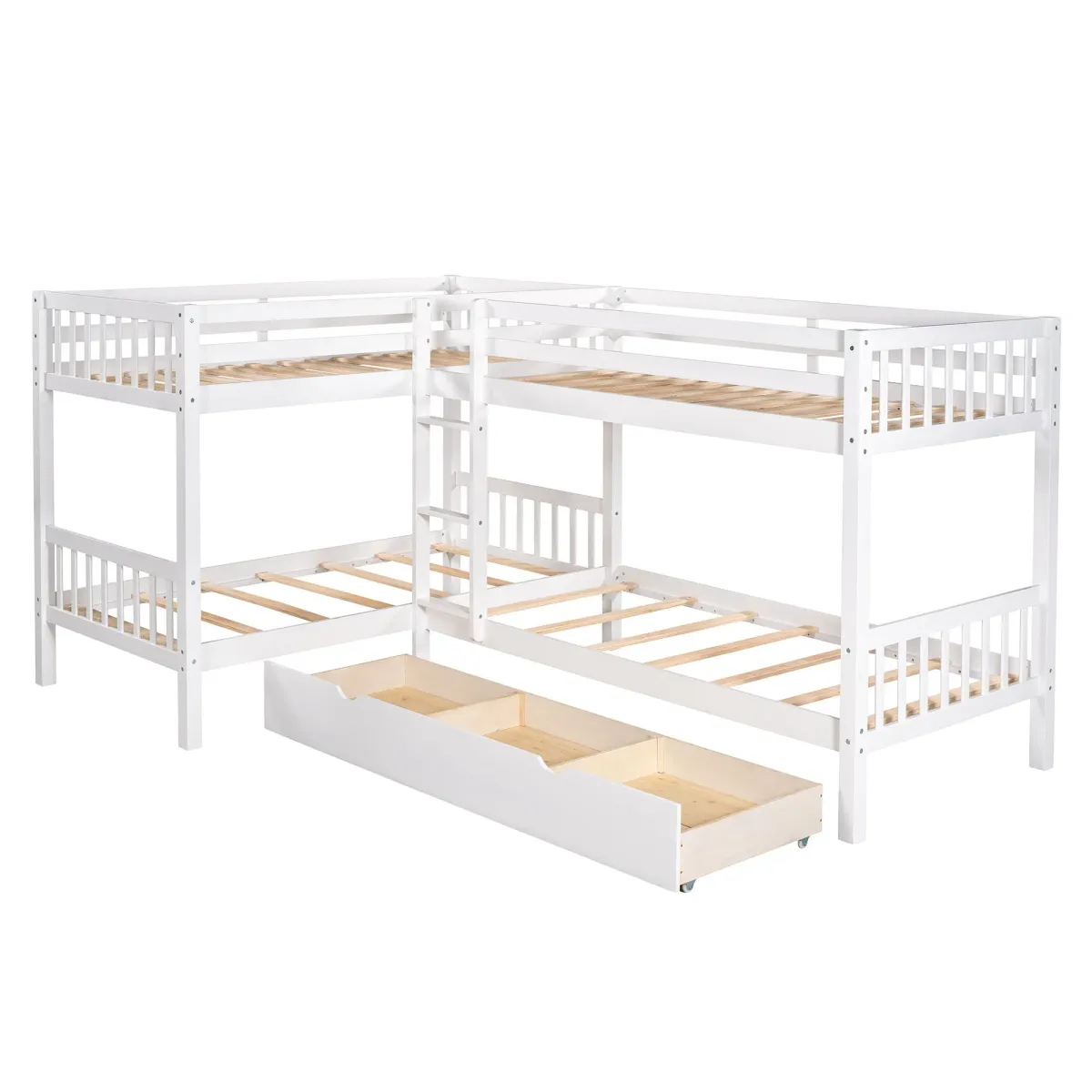 Twin L Shaped Bunk Bed With Drawers