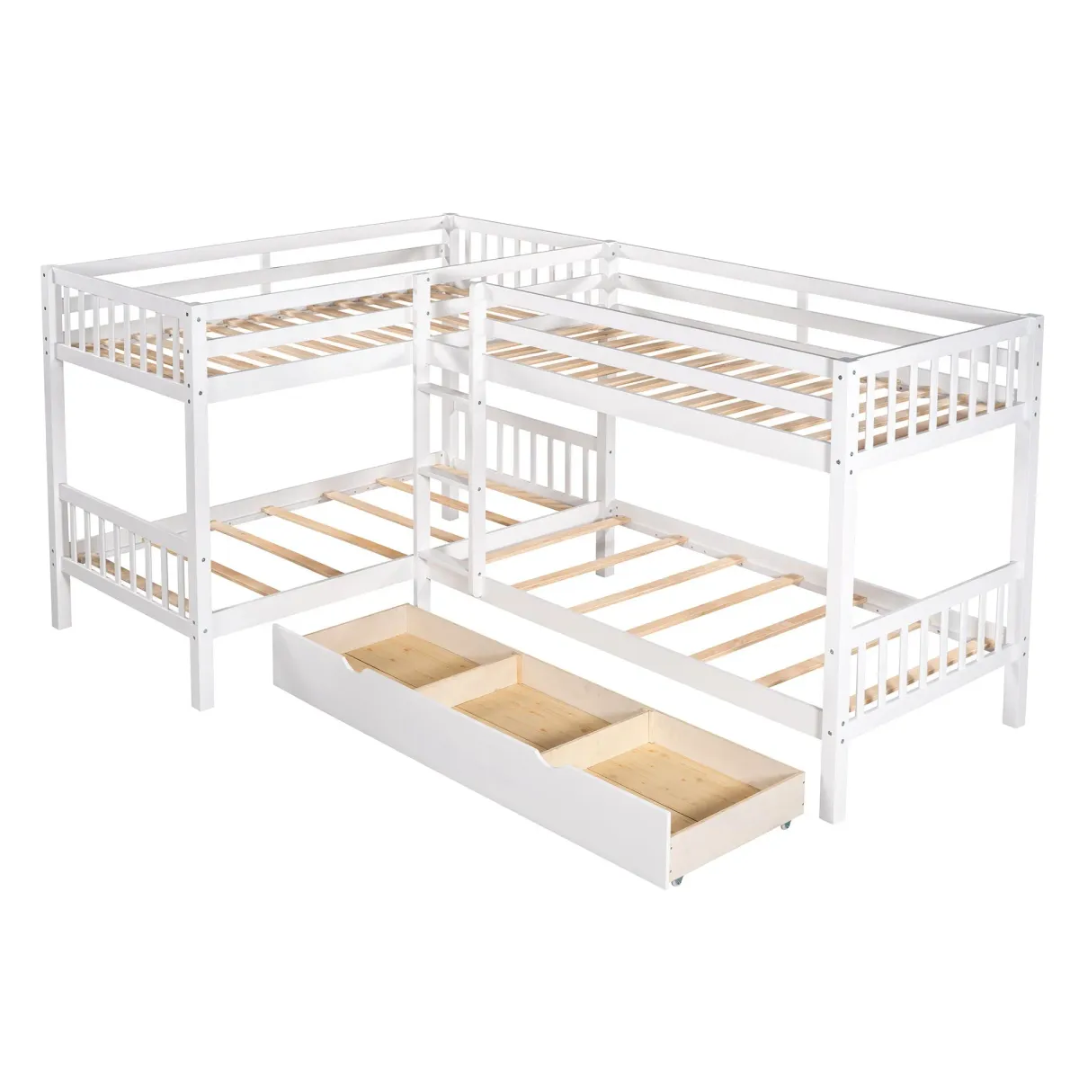 Twin L Shaped Bunk Bed With Drawers