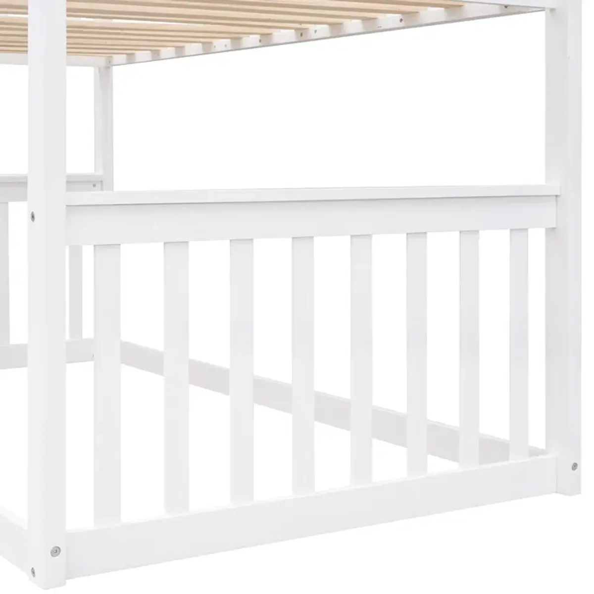 Twin Over Twin House Bunk Bed With Ladder, Wood Bed