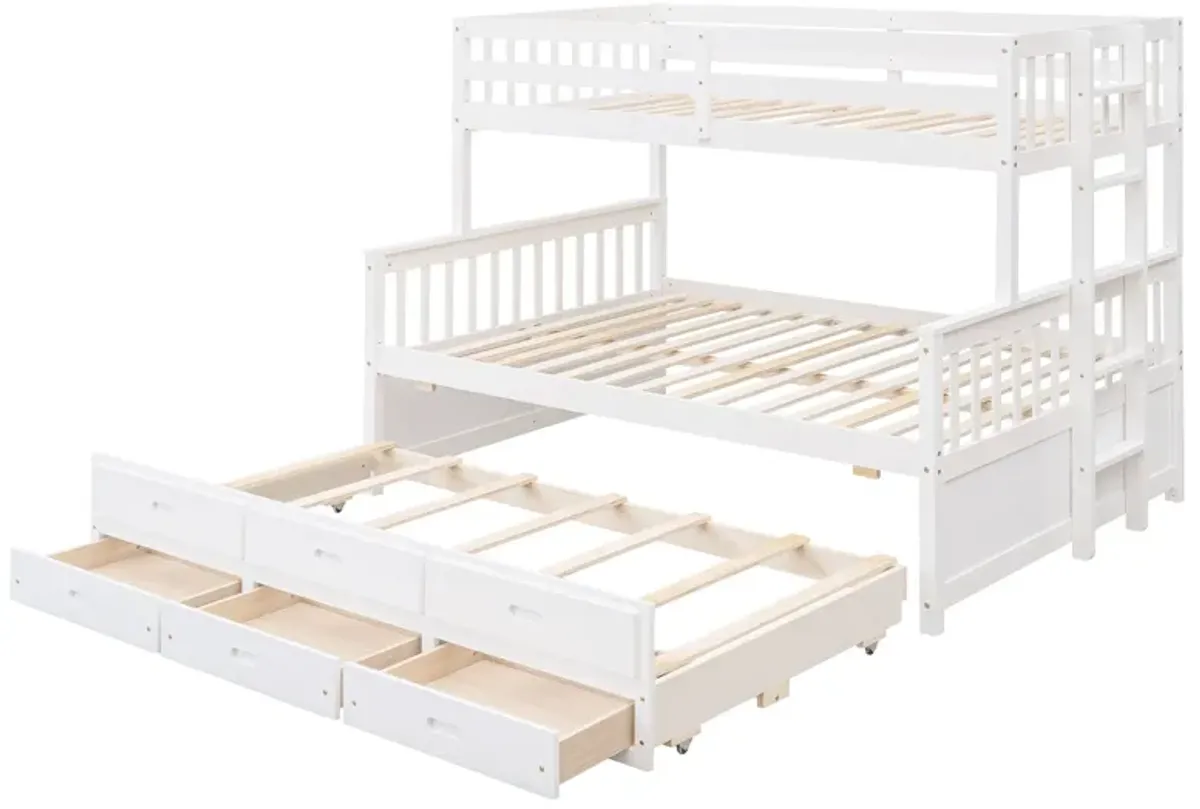 Twin Over Full Bunk Bed With Twin Size Trundle, Separable Bunk Bed With Drawers For Bedroom