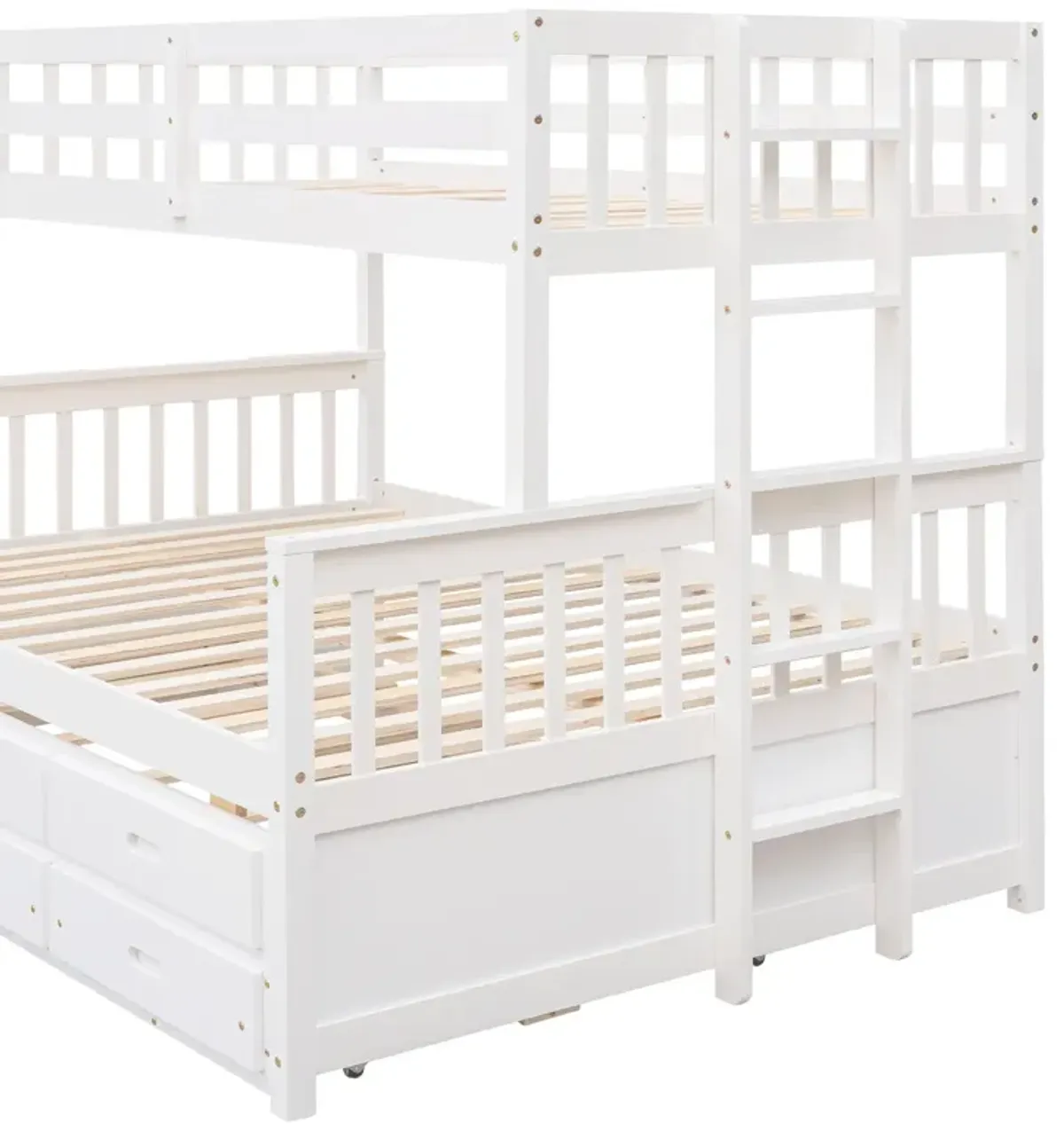 Twin Over Full Bunk Bed With Twin Size Trundle, Separable Bunk Bed With Drawers For Bedroom