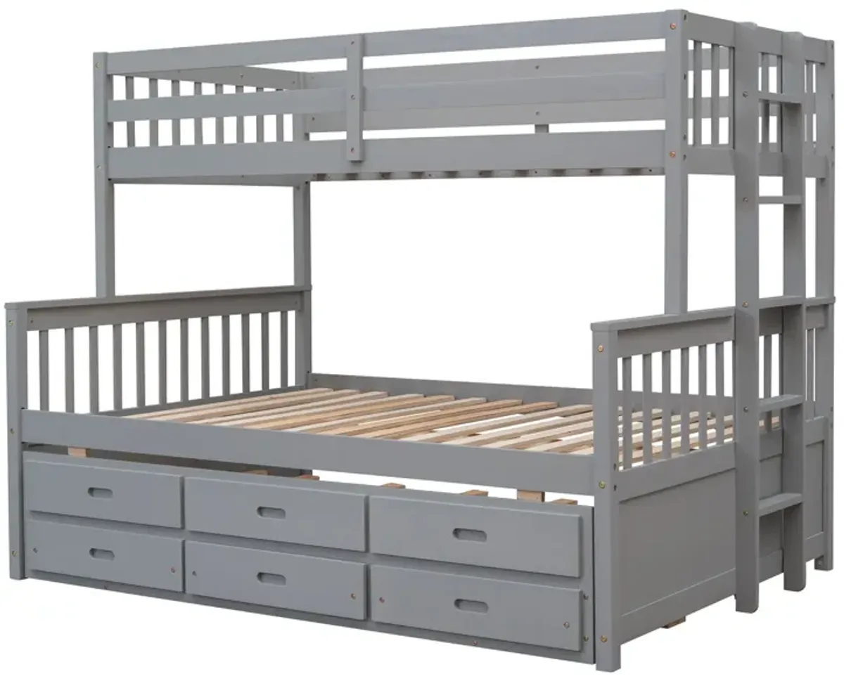 Twin Over Full Bunk Bed With Twin Size Trundle, Separable Bunk Bed With Drawers For Bedroom