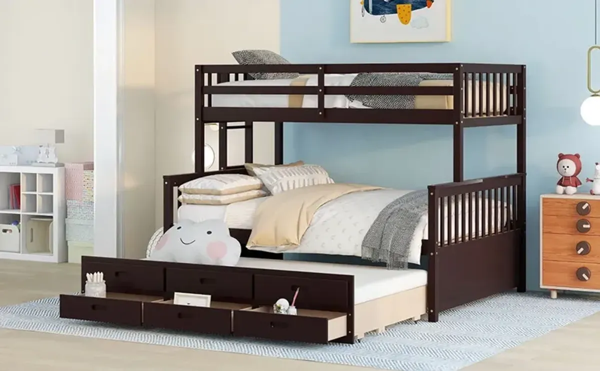 Twin Over Full Bunk Bed With Twin Size Trundle, Separable Bunk Bed With Drawers For Bedroom