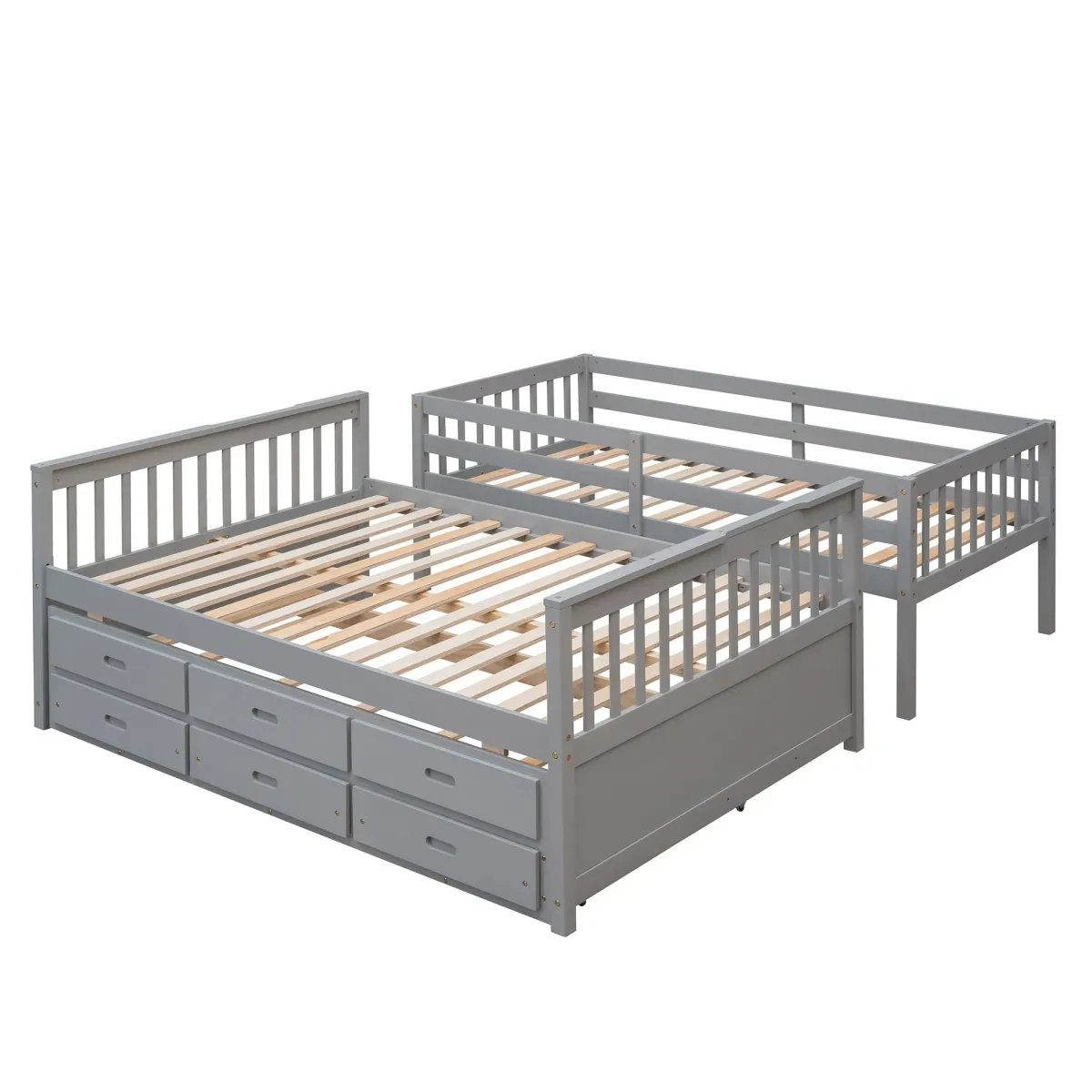 Twin Over Full Bunk Bed With Twin Size Trundle, Separable Bunk Bed With Drawers For Bedroom