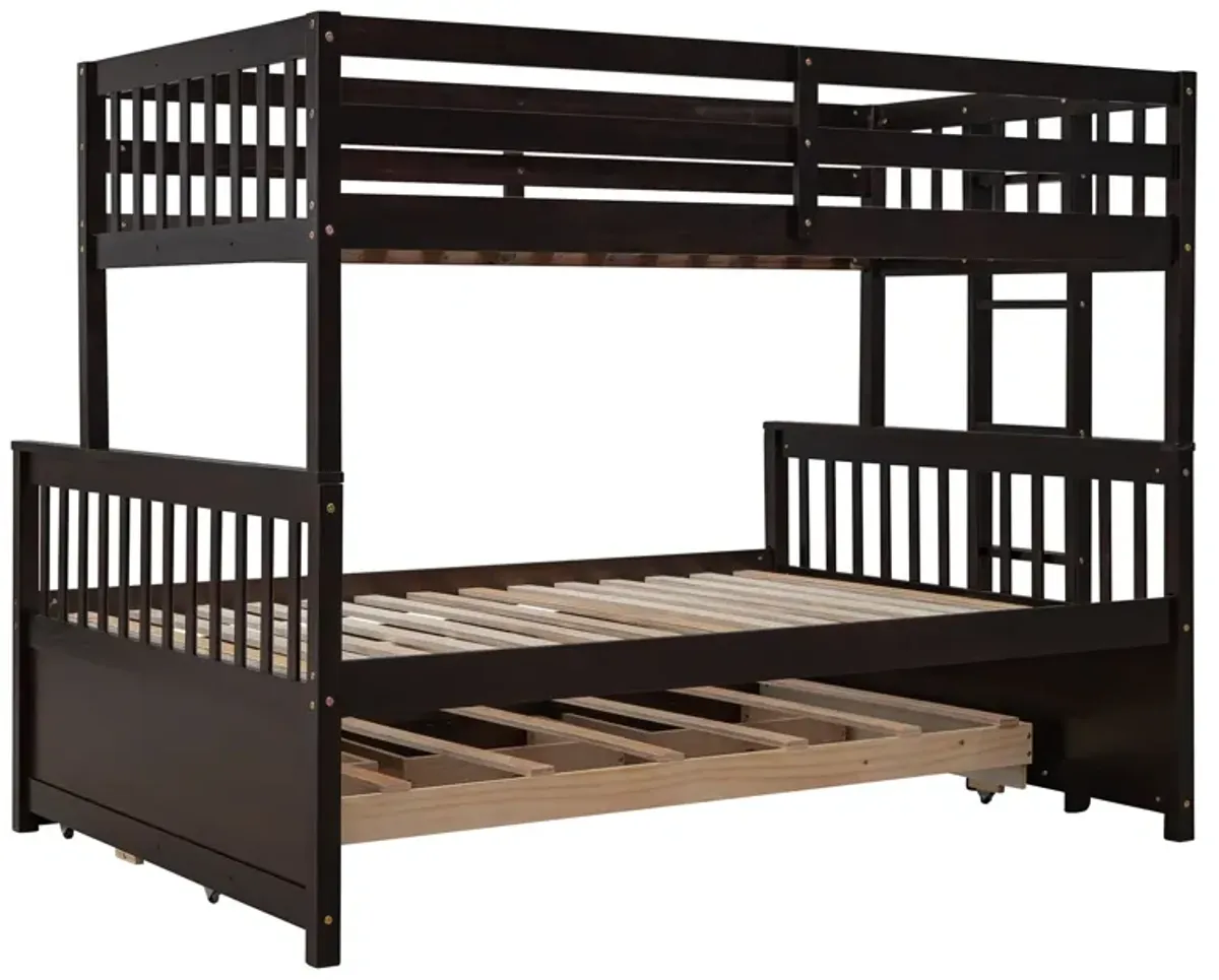 Twin Over Full Bunk Bed With Twin Size Trundle, Separable Bunk Bed With Drawers For Bedroom