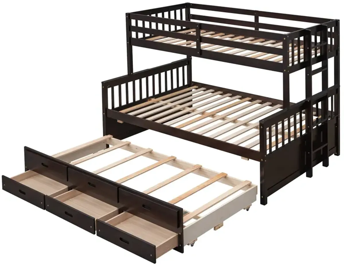 Twin Over Full Bunk Bed With Twin Size Trundle, Separable Bunk Bed With Drawers For Bedroom