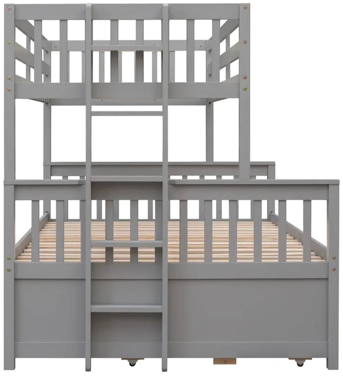 Twin Over Full Bunk Bed With Twin Size Trundle, Separable Bunk Bed With Drawers For Bedroom