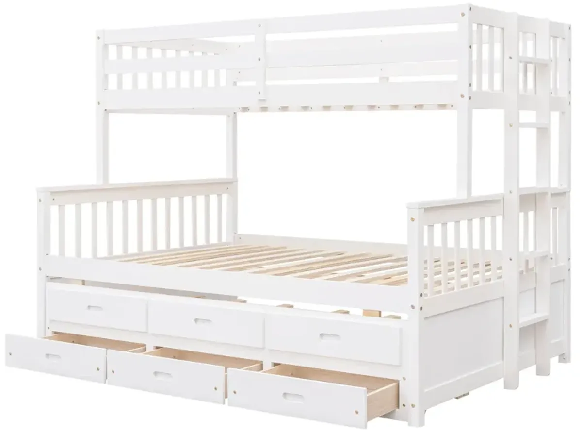 Twin Over Full Bunk Bed With Twin Size Trundle, Separable Bunk Bed With Drawers For Bedroom