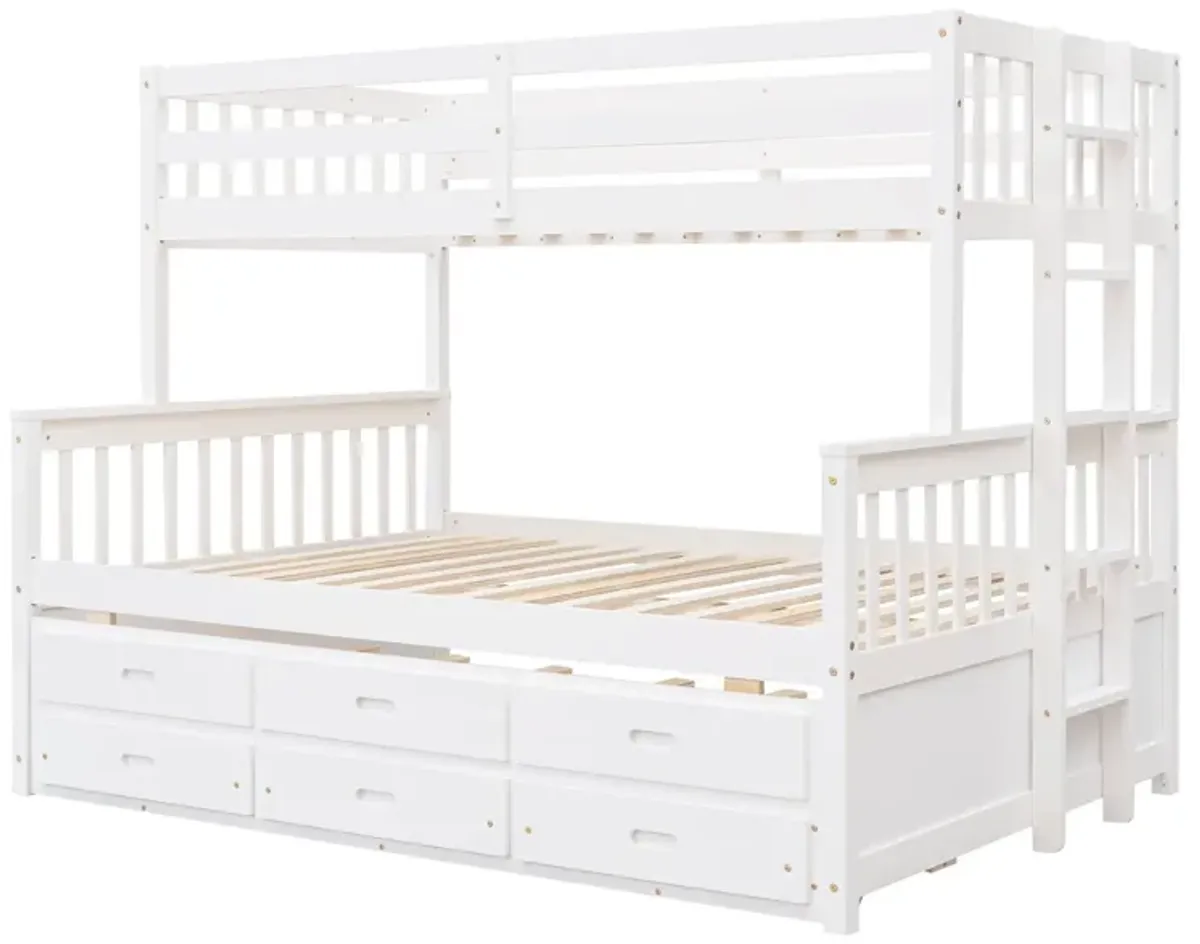 Twin Over Full Bunk Bed With Twin Size Trundle, Separable Bunk Bed With Drawers For Bedroom