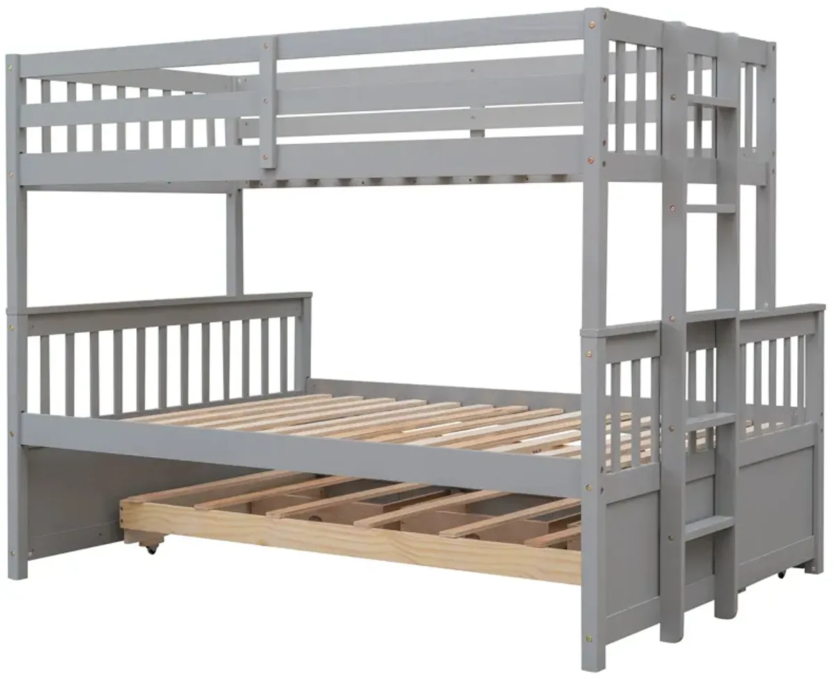 Twin Over Full Bunk Bed With Twin Size Trundle, Separable Bunk Bed With Drawers For Bedroom